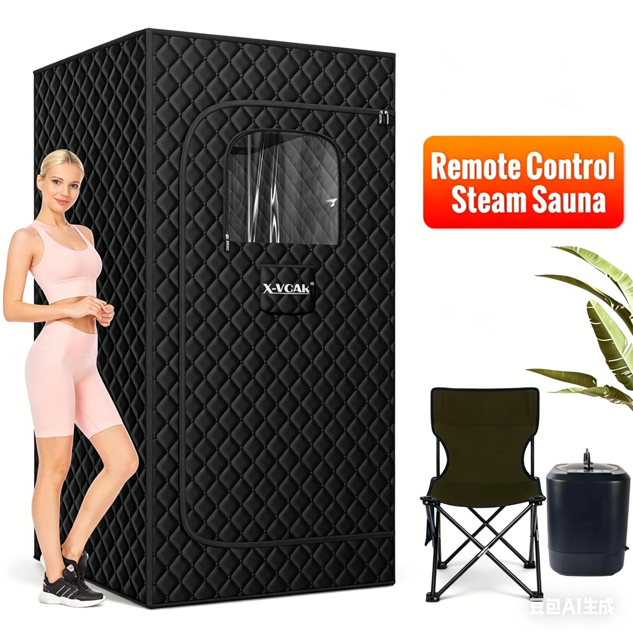AI-Powered 3L Steampod Sauna Room, Portable Wet Steam Spa with Smart Computer Control Panel for Home Gym