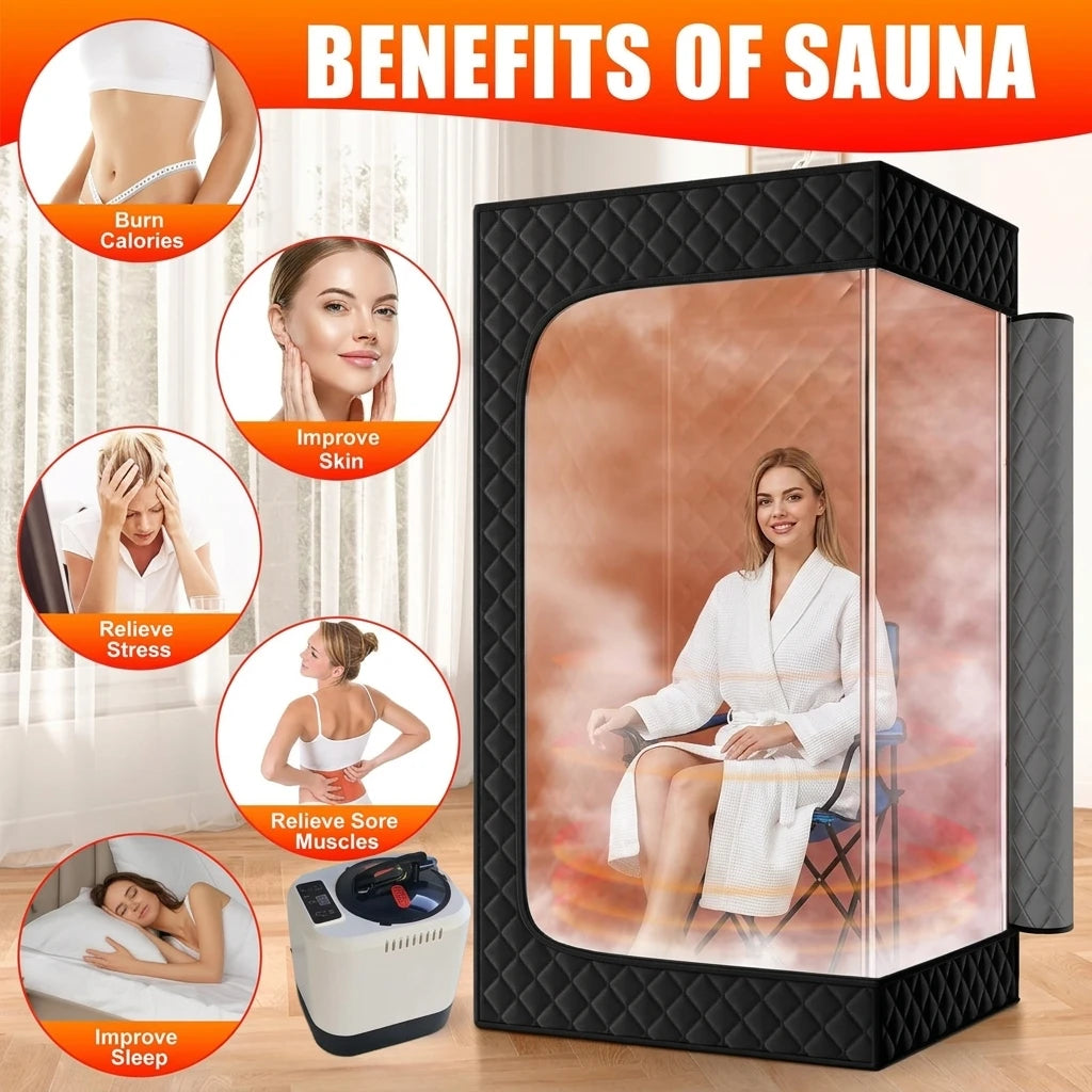 Space-Saving 4L Full-Body Steam Sauna, Foldable Portable Home Spa Tent with High-Capacity Generator