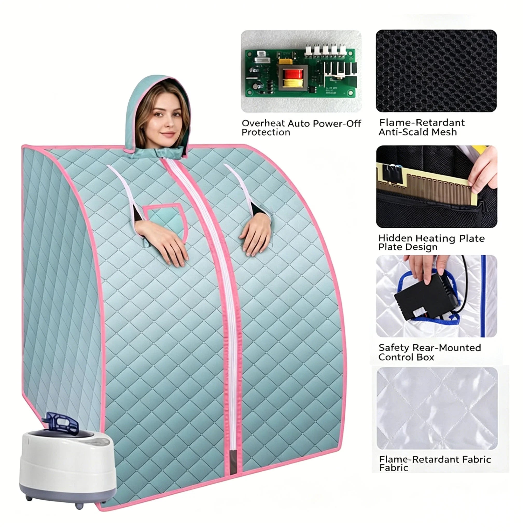 Source Factory Electric Acrylic Foldable Convenient Sauna Tent Custom Styles 2L High Temperature Steam Sauna Indoor Computer