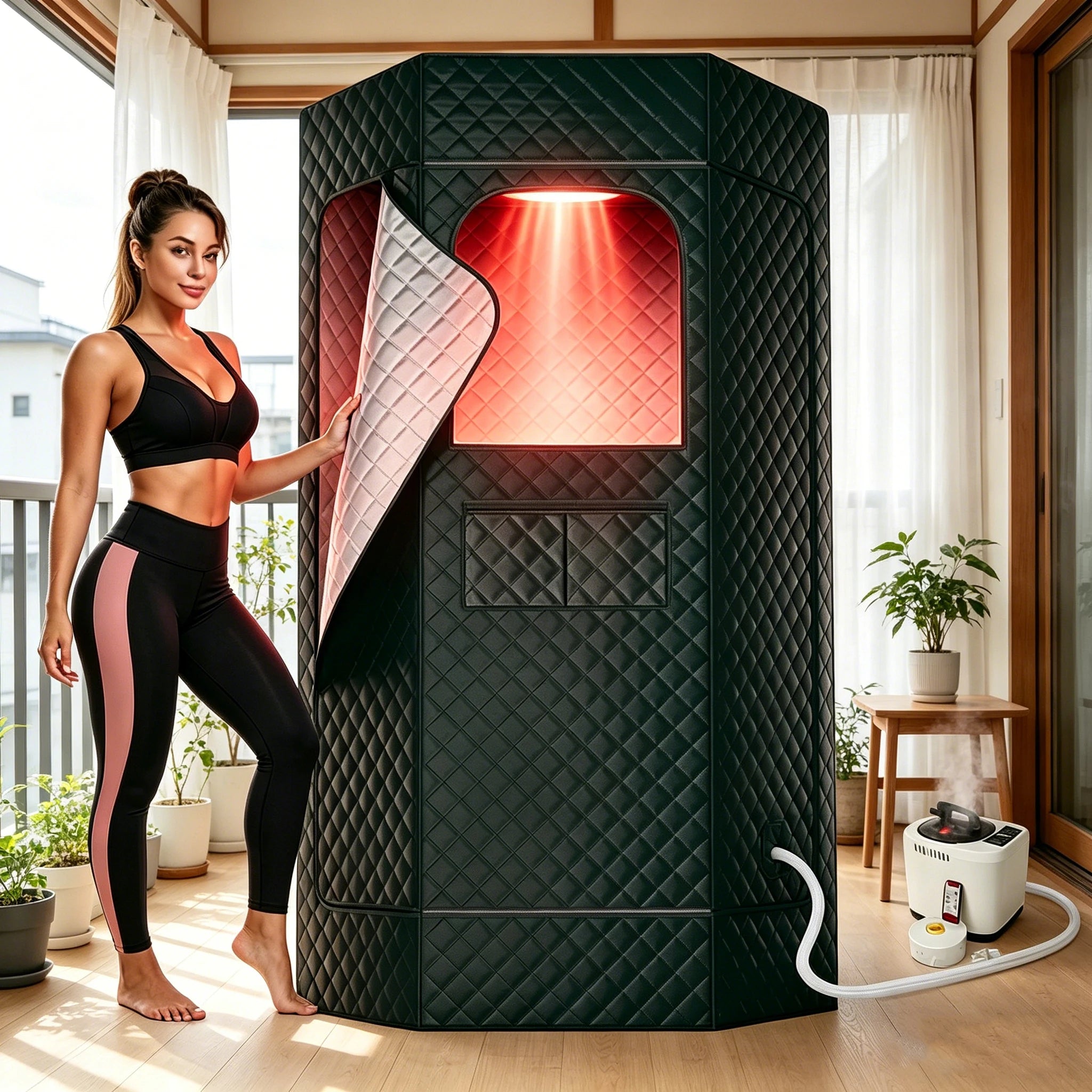 Jialikang Modern Electric Acrylic Infrared Indoor Sauna Room 4L 1500W Portable Smart Remote Control Detox Wellness SPA Steam