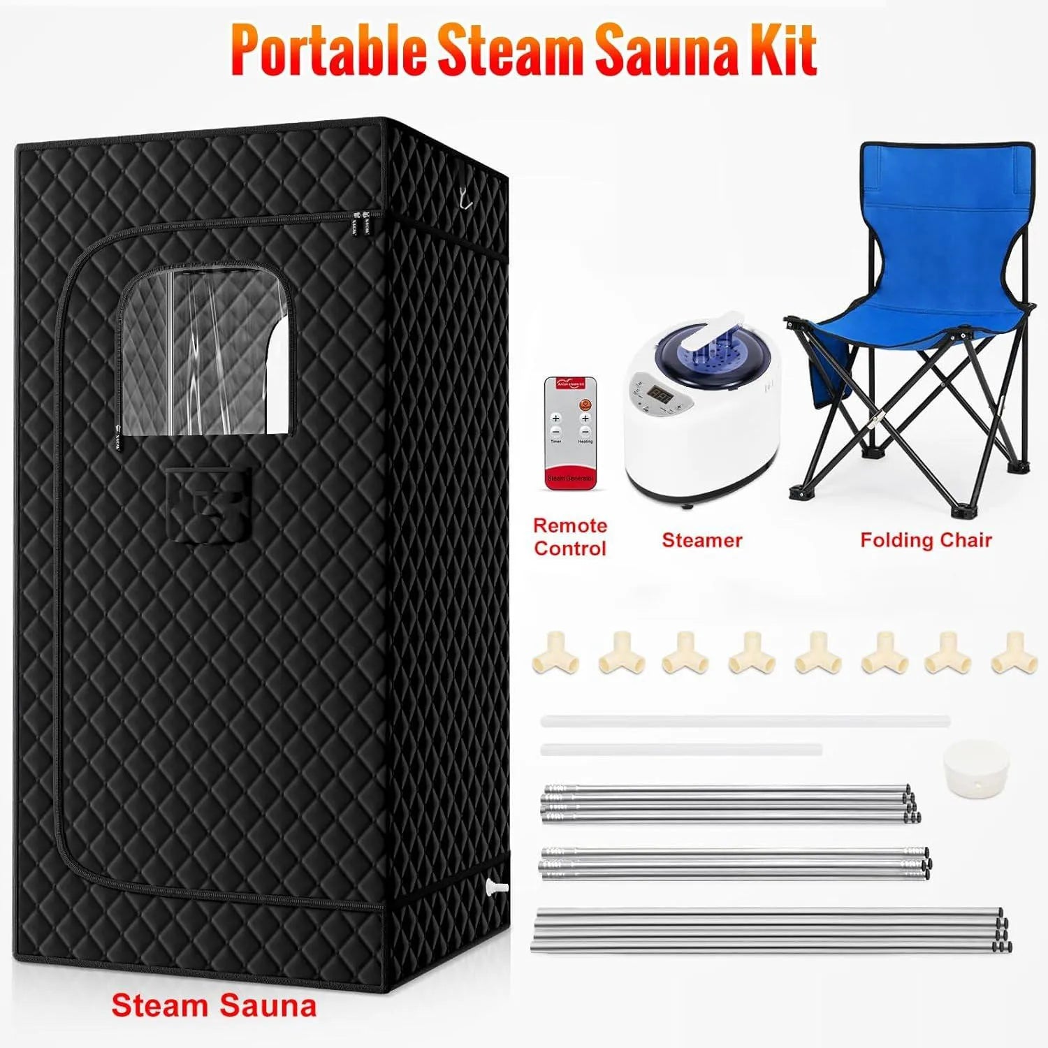 Space-Saving 4L Full-Body Steam Sauna, Foldable Portable Home Spa Tent with High-Capacity Generator