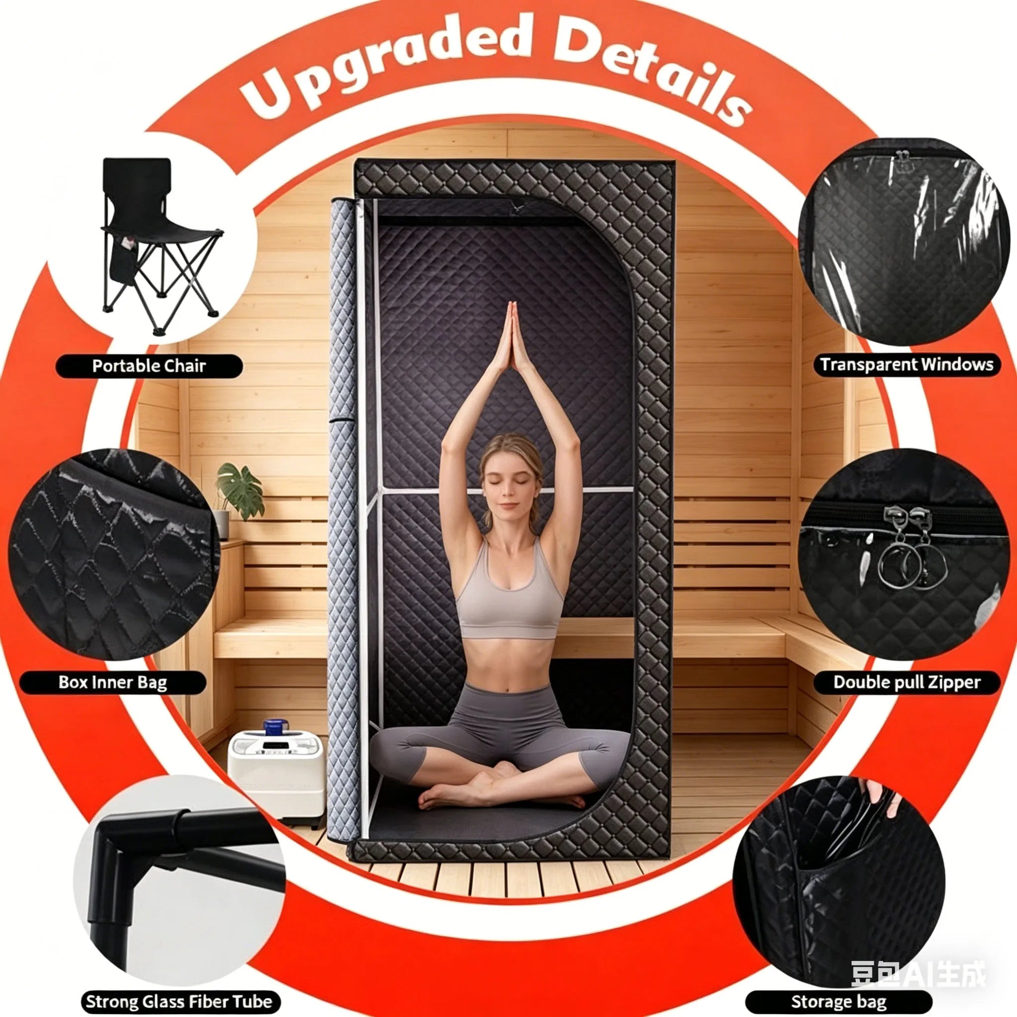 Space-Saving Custom Portable Steam Sauna, Foldable Home Spa Tent for Full-body Sweat & Recovery