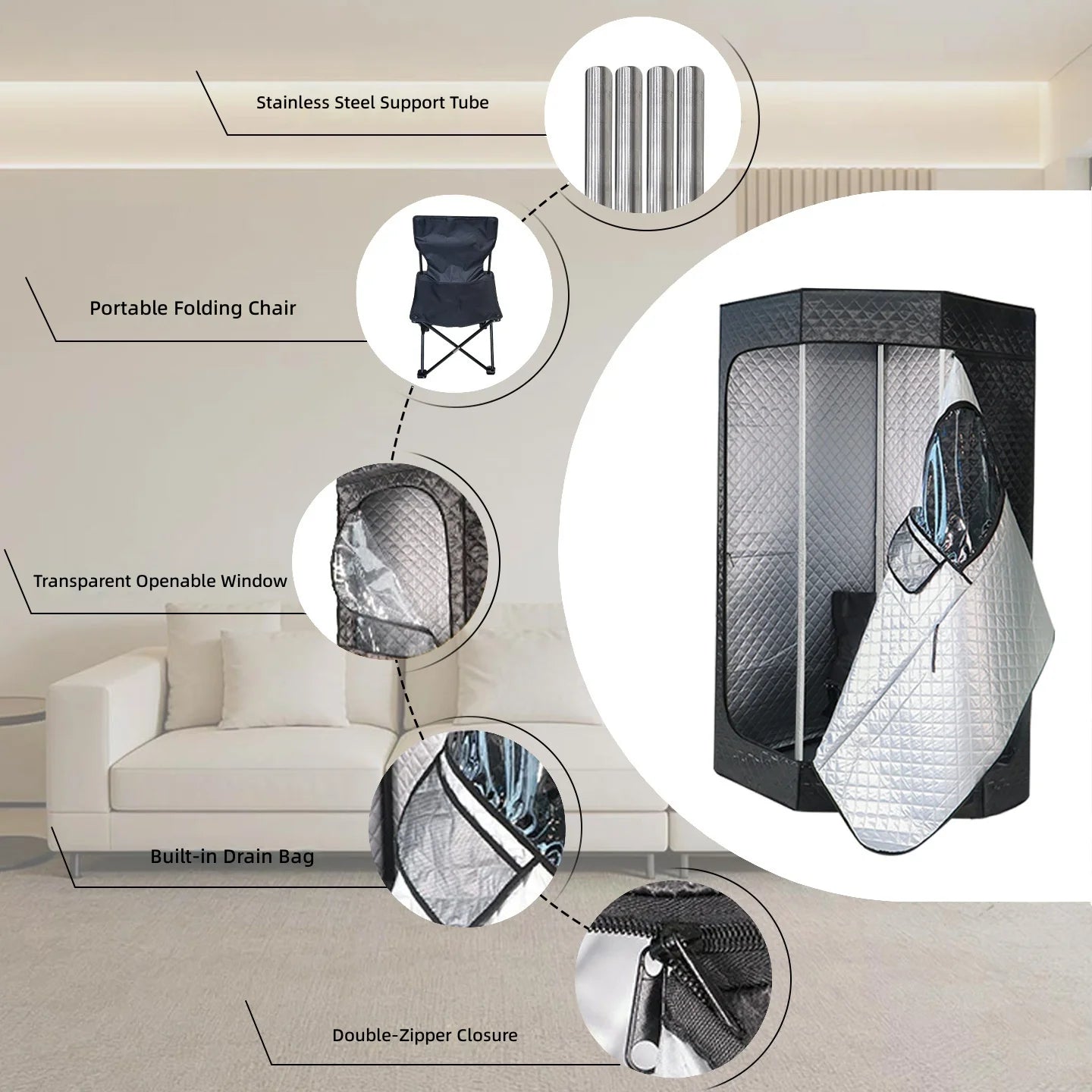 Jialikang Electric Acrylic Folding Spa Tubs Steam Sauna Tent Weight Loss Detoxification Portable Indoor Full-Body Wholesale