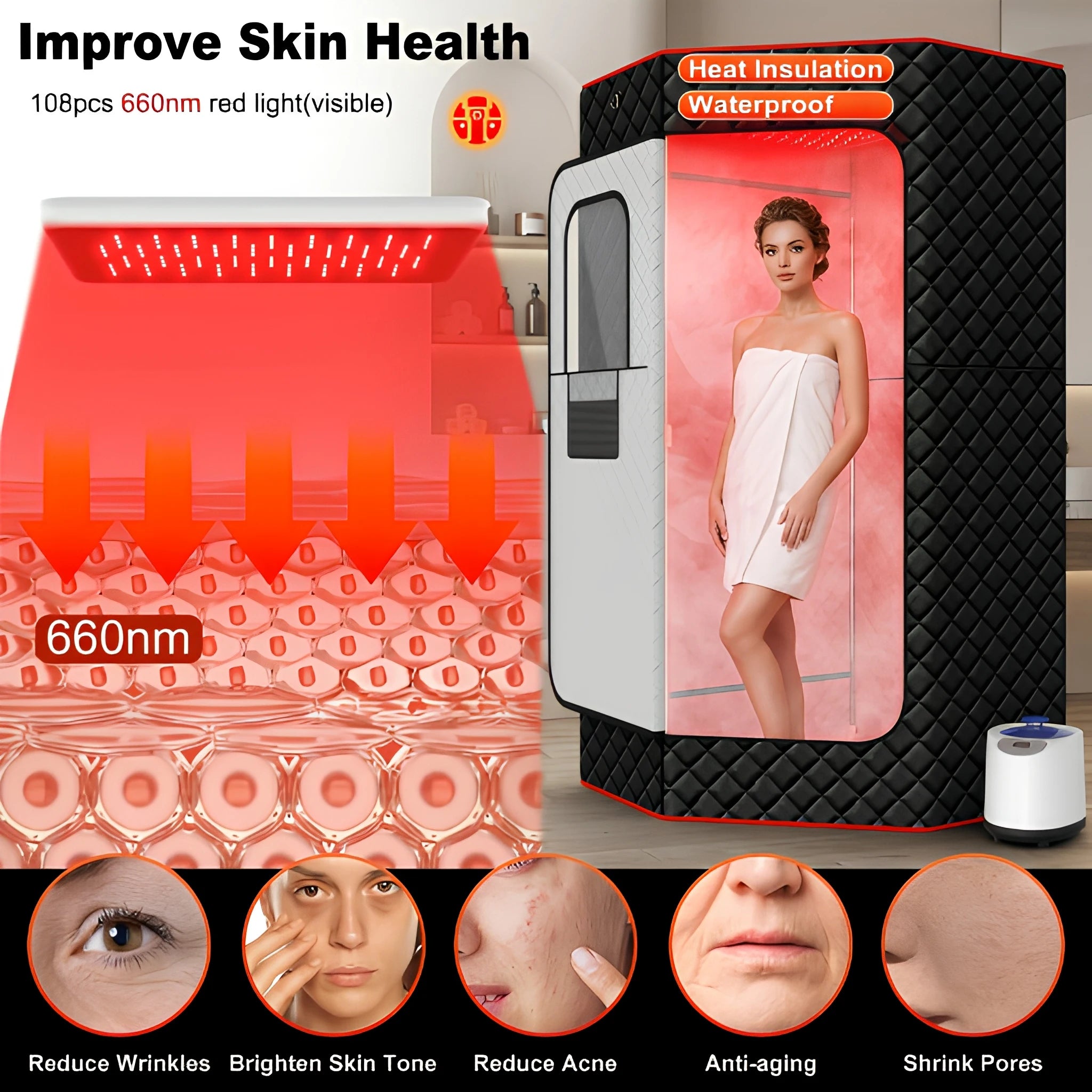 Jialikang Electric Modern Home Infrared Indoor Sauna 3-Liter Portable Smart Remote Control Acrylic Detox Wellness Personal SPA